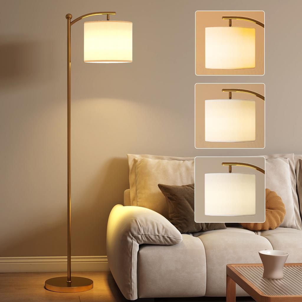 Led Floor Lamp With Remote Control Gold Tone
