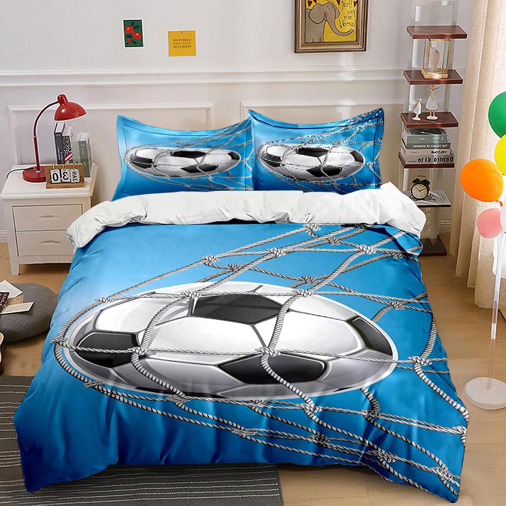 Soccer ball in net. Bedding sets Duvet cover sets Duvet covers Pillowcases(1 * Duvet Cover 2 * Pillowcases, without duvet insert)