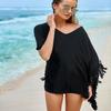 Rayon Beach Dress Tassel Beach Tunic Sarong Bikini Cover Up Saida De Praia Beach Cover Up Pareos Beach Kaftan Swimwear Q391
