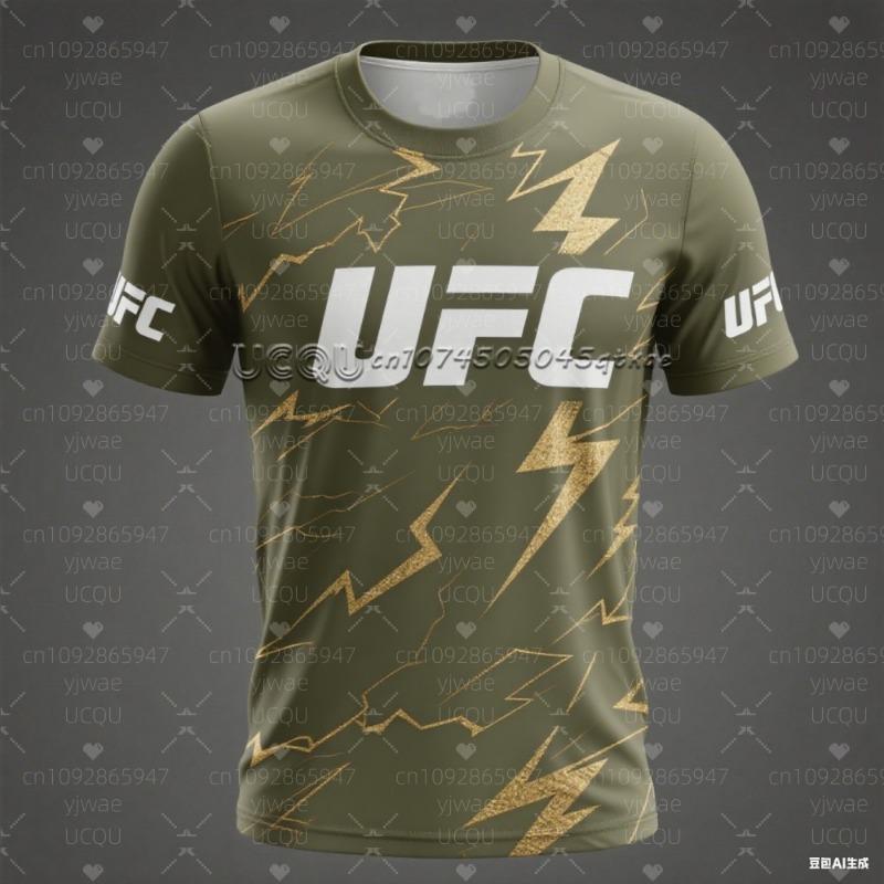 Мужская футболка для боев UFC Новая Мода Мужская с принтом молнии Круглый вырез Мужская Повседневная Спортивная Контрастный цвет Верхняя одежда