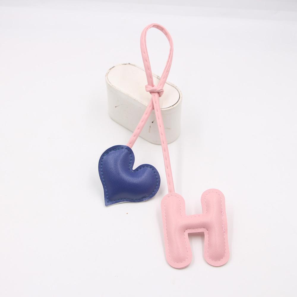 Color Blocking Letters Heart-shaped Leather Bags DIY Knotted Hanging Ropes Hanging Accessories Clothing Accessories Matching Hanging Ornaments