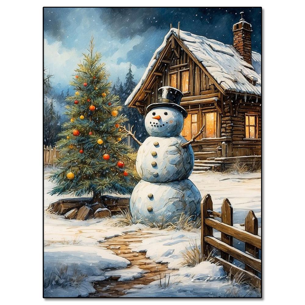 Алмазная живопись Снеговик Зимний снежный пейзаж Алмазная мозаика Вышивка Полная квадратная/круглая 2024 Новая серия Сделай сам для дома