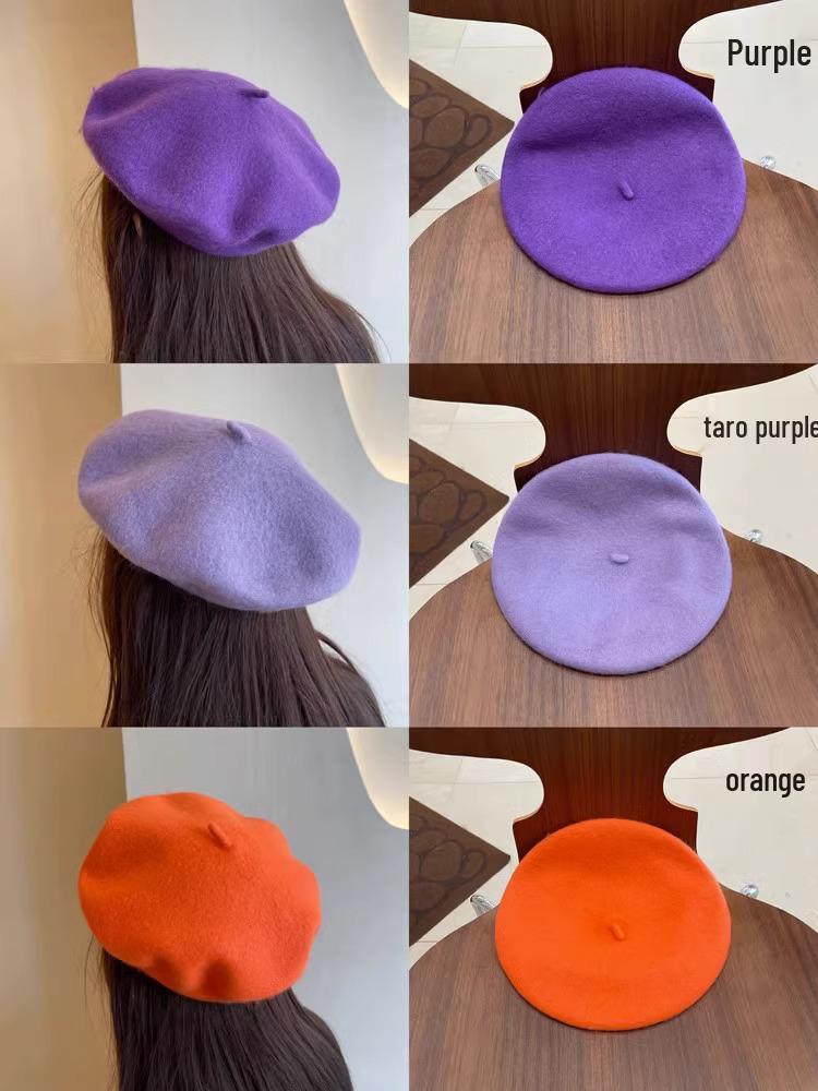 Берет из шерсти в корейском стиле Beilei: Универсальная шляпа художника на осень/зиму