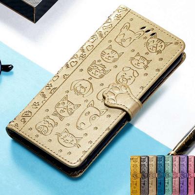 Кожаный защитный чехол-книжка для Xiaomi Poco C65 C75 M6 X6 F6 X5 Pro 14T 11T 12T 13T Redmi A3 9 9C 13C Note 13 12 10 11 чехол-кошелек с мотивом кошки и собаки