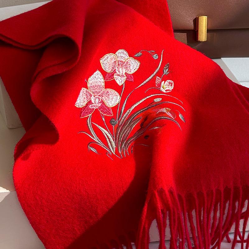 100% Wool Winter Scarf For Women Long Warm Cashmere Scarves Hijab Solid Lady Shawl Wrap Female Pashmina Bandana Head Scarfs New