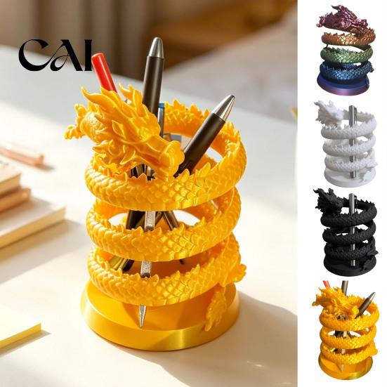 Decorative Pen Cup for Study Coiled Dragon Holder, Chinese Style Pencil Holder Desk Organizer, Stationery Storage Container Office School Supplies