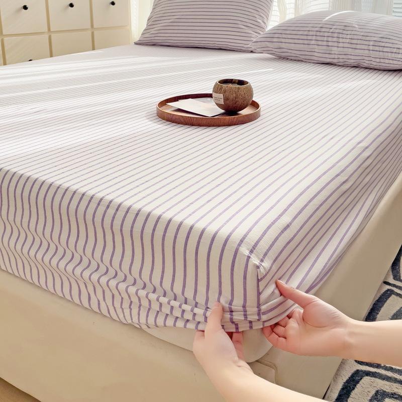 Постельное белье современного дизайна, из ткани с принтом в виде узора «линеллае» светло-зеленого цвета, хлопок, дышащее, наматрасник, красочная простыня на резинке с наволочкой