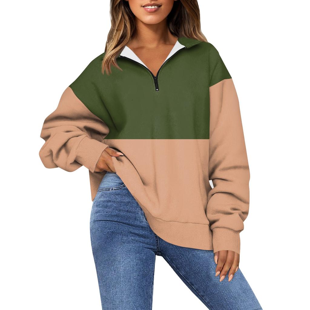 Женская модная толстовка с длинным рукавом и принтом в полоску с отворотом на молнии