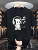 Summer Men's 100_ Cotton Casual Loose Fit Plus Size Music Themed Printed Comfortable Sports Round Neck Short Sleeved T-shirt Top