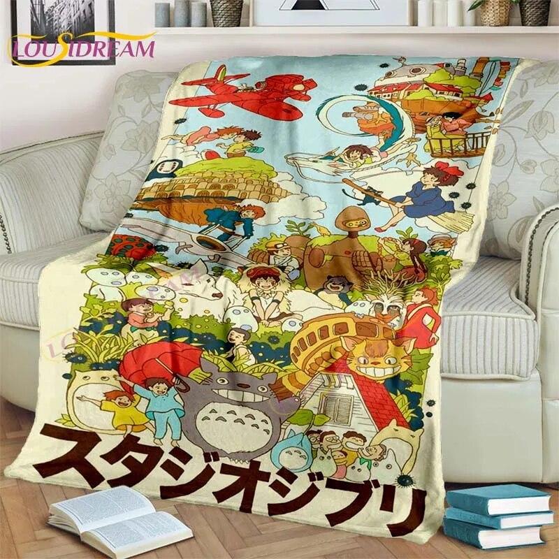 Одеяло в стиле аниме «Миядзаки», одеяло «Мой сосед Тоторо», одеяло «Унесенные призраками», фланелевое одеяло для спальни, гостиной, дивана