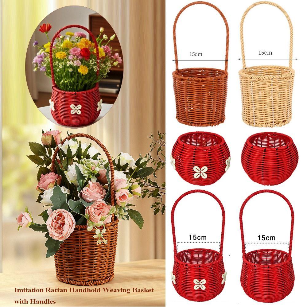 Handwoven Imitation Rattan Storage Baskets  Restaurant Serving Tabletop Display