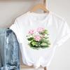(Asian Size) Short Sleeve T Shirt Watercolor Flower Style 90s Fashion Women Casual Tee Top Clothing Print Ladies Female Graphic T-shirts