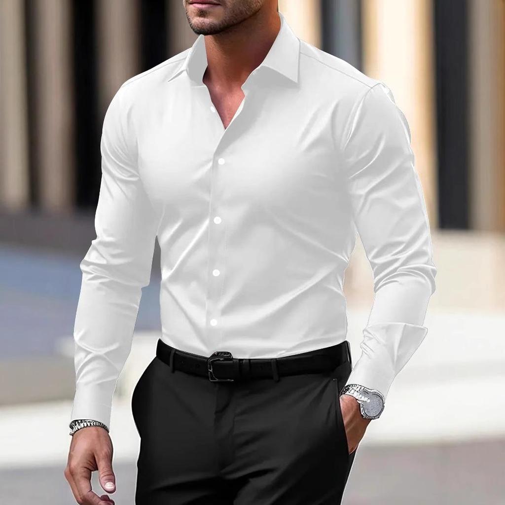 Professional Slim Fit Plus Size Workwear: Long Sleeve White & Short Sleeve Black Shirts