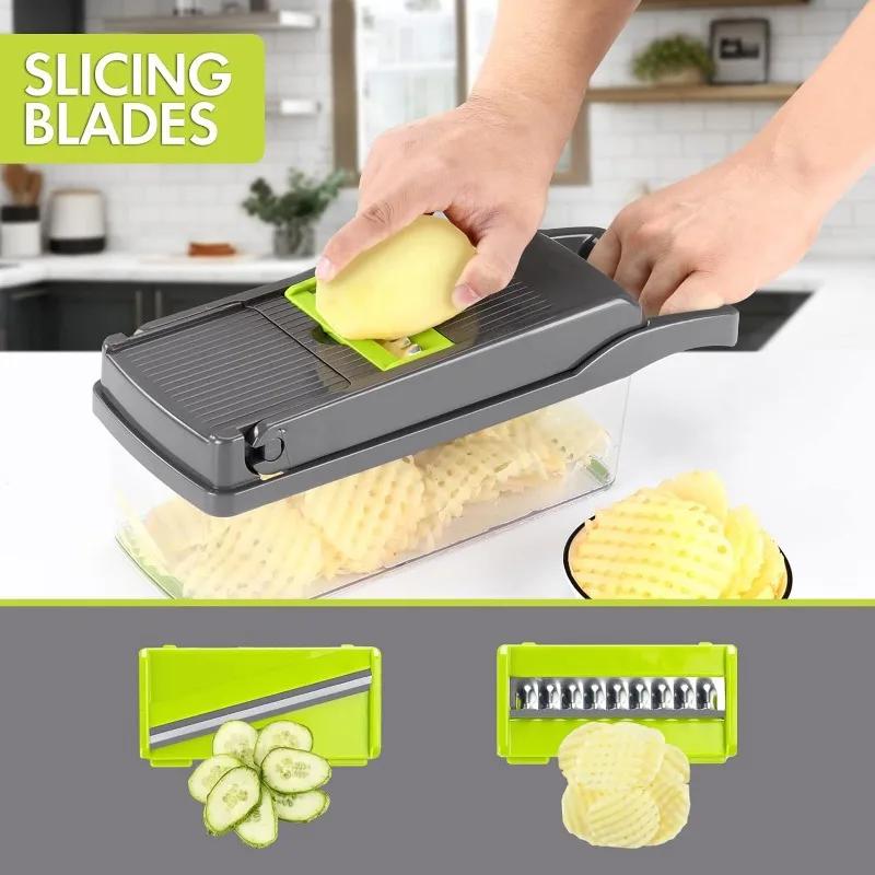 Vegetable Chopper Professional Mandoline Slicer for Kitchen Onion Cutter Multifunctional Food Chopper with Strainer Basket