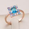 Four Color Full Zircon Blue Square Rings for Women Geometric Personality Party Jewelry