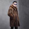 Зимняя мужская шуба с капюшоном, длинная искусственная норка, цельная норка, свободное повседневное меховое теплое пальто, большое