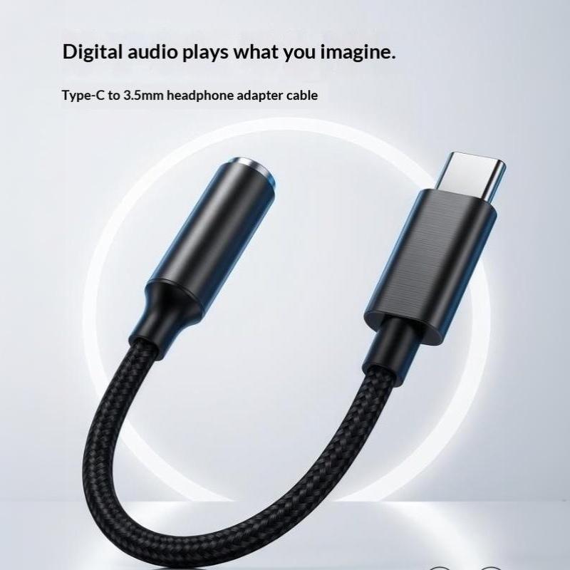 Аудиокабель Type-C на 3,5 мм Jack Plug-and-Play Адаптер с шумоподавлением для использования с ноутбуком, смартфоном, гарнитурой