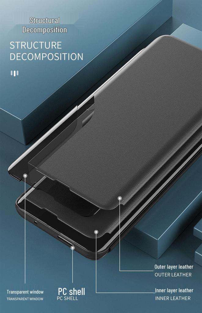 Магнитный кожаный чехол-книжка Samsung S26 Ultra - Противоударный и с функцией Smart Sleep