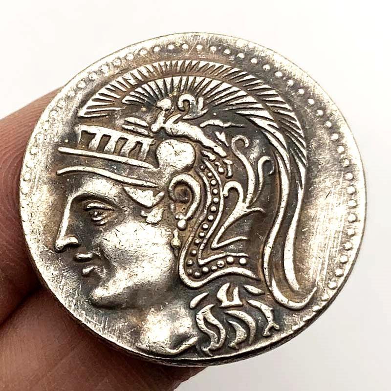 Copy Ancient Greek Owl Athena Silver Coin Foreign Coin Collection KTY