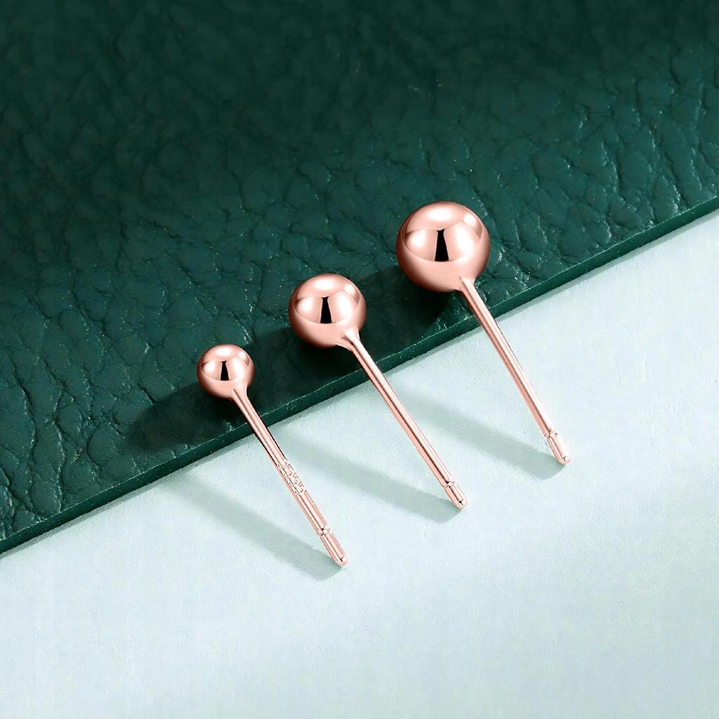 Pink Ball Stud Earring Classic Stud 3mm 4mm 5mm Silver 925