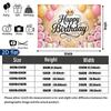 Pink Roses Birthday Party Backdrop, Polyester Banner for Wall Decor & Photo Booth