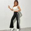 High Waist Flared Sweatpants Women Casual Side Stripe Trousers White Stretch Slim Pants