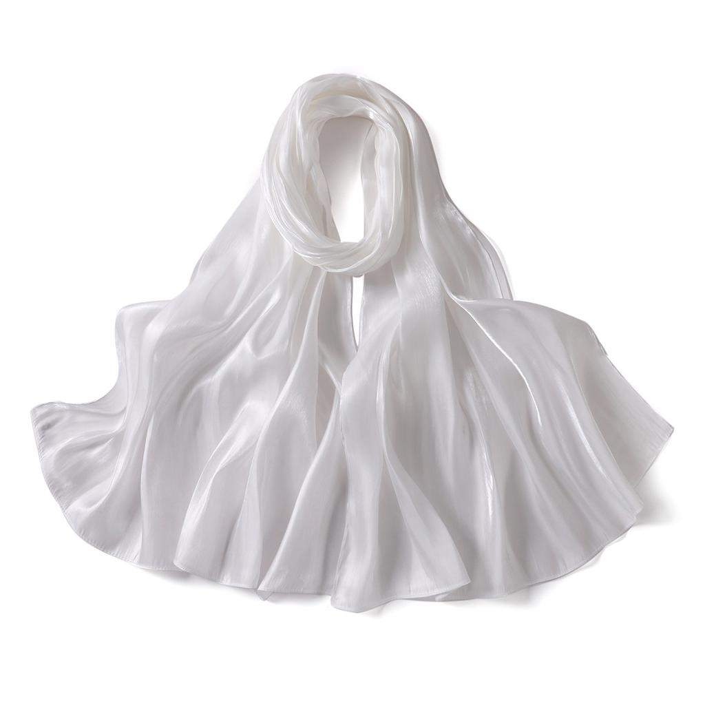 Новый летний блестящий атласный женский шарф для девочек, однотонные солнцезащитные шарфы, мягкие платки-фуляр, повседневные осенние женские накидки-шали