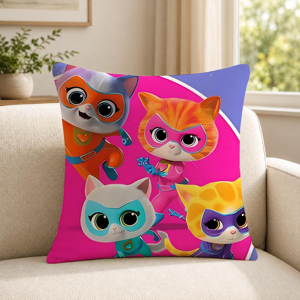 Cartoon SSuperKitties Cushion Cover Soft Short Plush SkinFriendly Cushion Case for MultiScene Use
