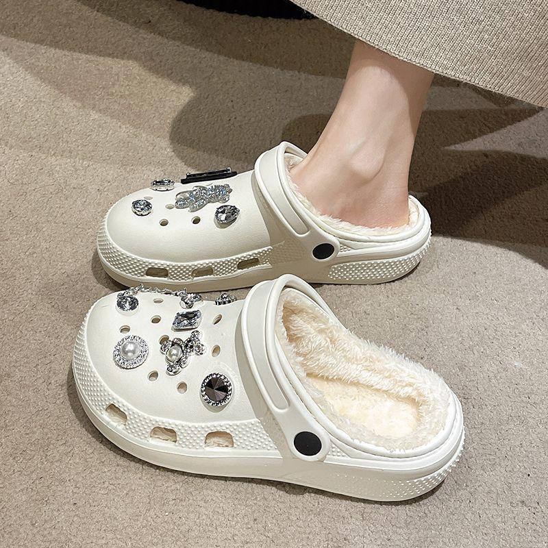 Хлопковые туфли с отверстием для шнурка женские осенне-зимние новые милые маленькие брикеты верхняя одежда толстая подошва теплый бархат сделай сам зима