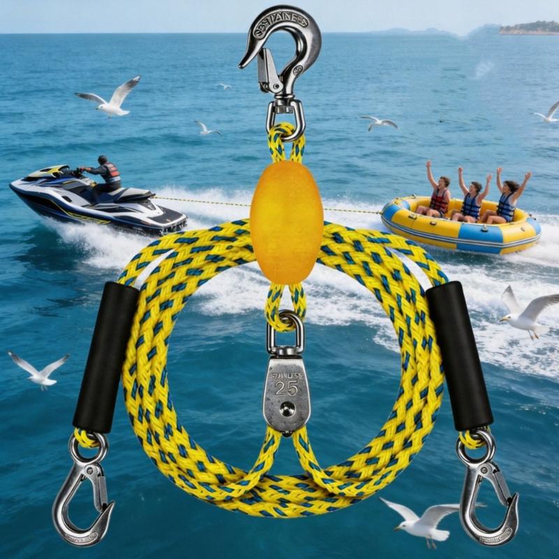 Heavy Type Boats Tow Rope With Stainless Steel Connector Water Sports Tow Line For Kayaks Ski And Small Yachts