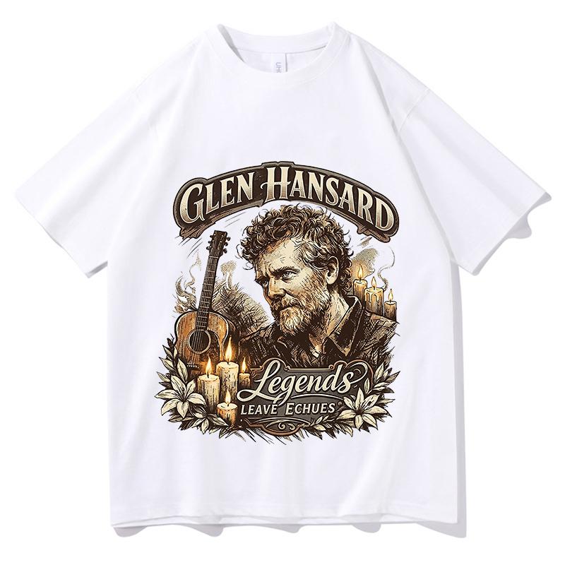 Glen Hansard Print Tshirts Unisexs Unisex Vintage Tee Student Fashion Design Vacation Tops Unisex Casual Aesthetic Tops Clothes