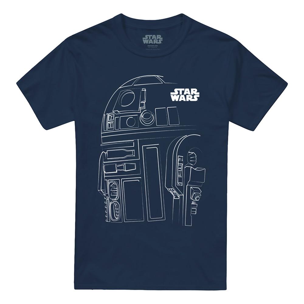 STAR WARS Unisex Tričko pro dospělé s obrysem R2-D2