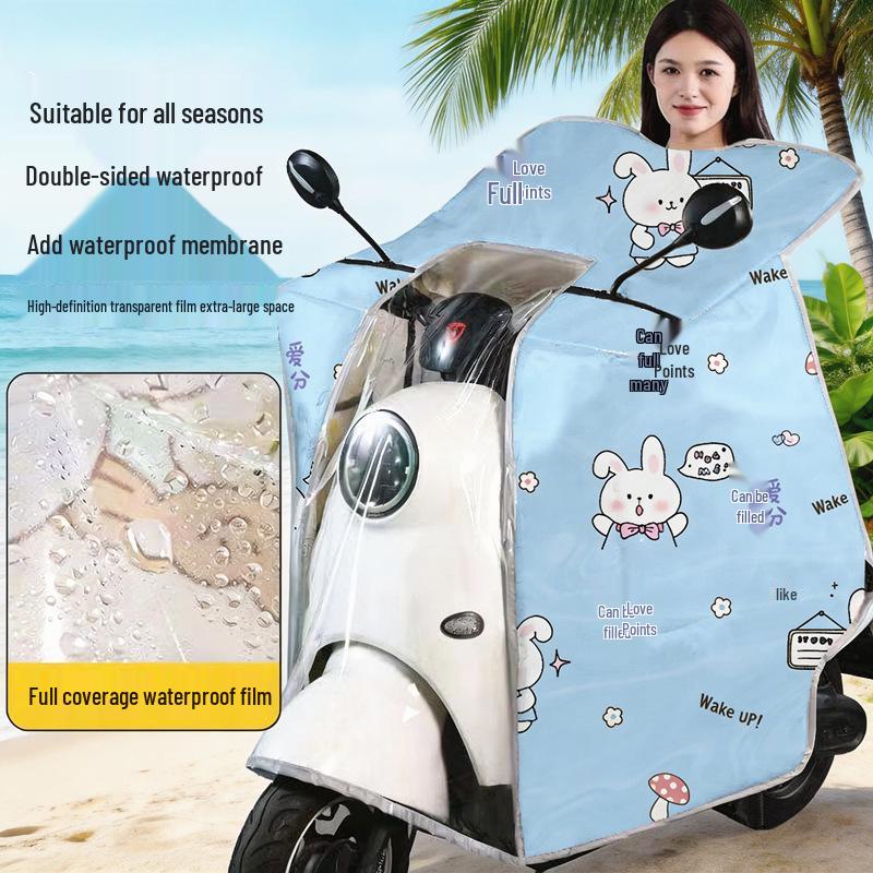Tempered Film: Dual-Sided Waterproof and Windproof Windshield Cover for Summer and Rain Protection on Electric Vehicles