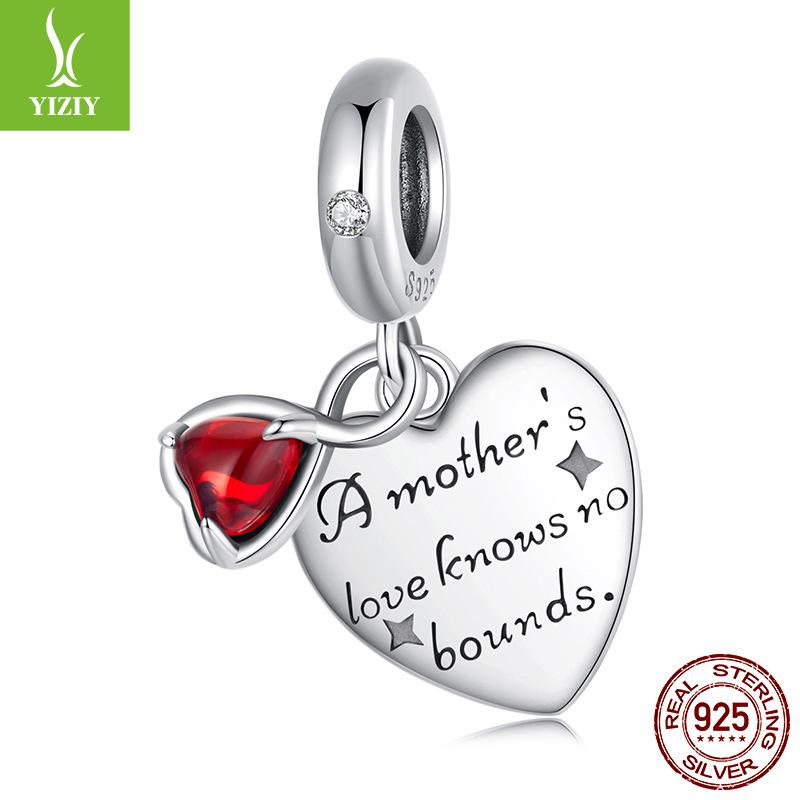 Mother'S Day Double Love Brand Pendant Retro Beaded Diy Bracelet Accessories S925 Sterling Silver Jewelry