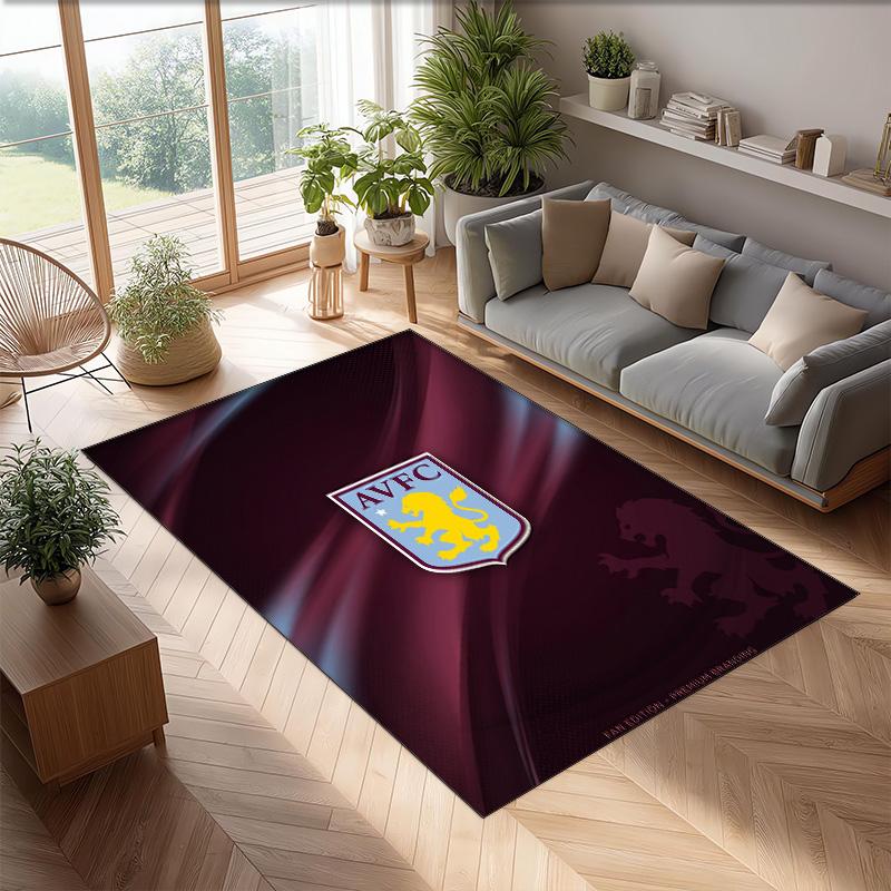 Aston Villa Football Soccer Football Pattern Soft Area Rug Non Slip Indoor Floor Carpet Sports Decor Mat for Bedroom