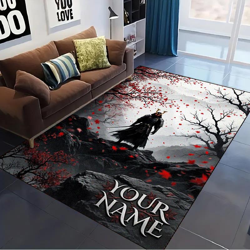 Name Custom Japanese Samurai Carpet Rug for Living Room Bedroom Home Sofa Decoration,Kids play Non-slip Floor Mat