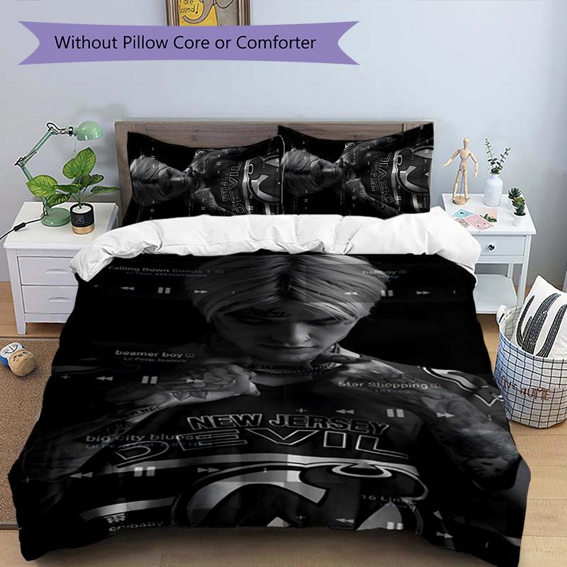 Neon Style Lil Peep 3pcs Bedding Set Duvet Cover Closure Includes 1 Duvet Cover & 2 Pillowcases for All Seasons Bedroom Home Dorm Decor