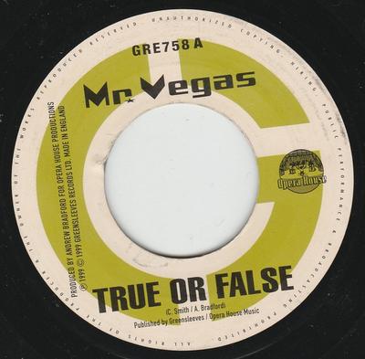 7-дюймовая запись MR. VEGAS / ANDREW BRADFORD - True Or False / Baracuda Rhythm GRE758 Greensleeves Re 1999 UK Регги, Ска и Даб Б/у