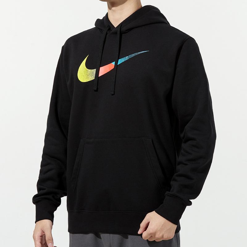 Nike NSW BB Толстовка с логотипом Swoosh Brand Riff Logo Пуловер Мужская толстовка с капюшоном черного цвета DM2395-010