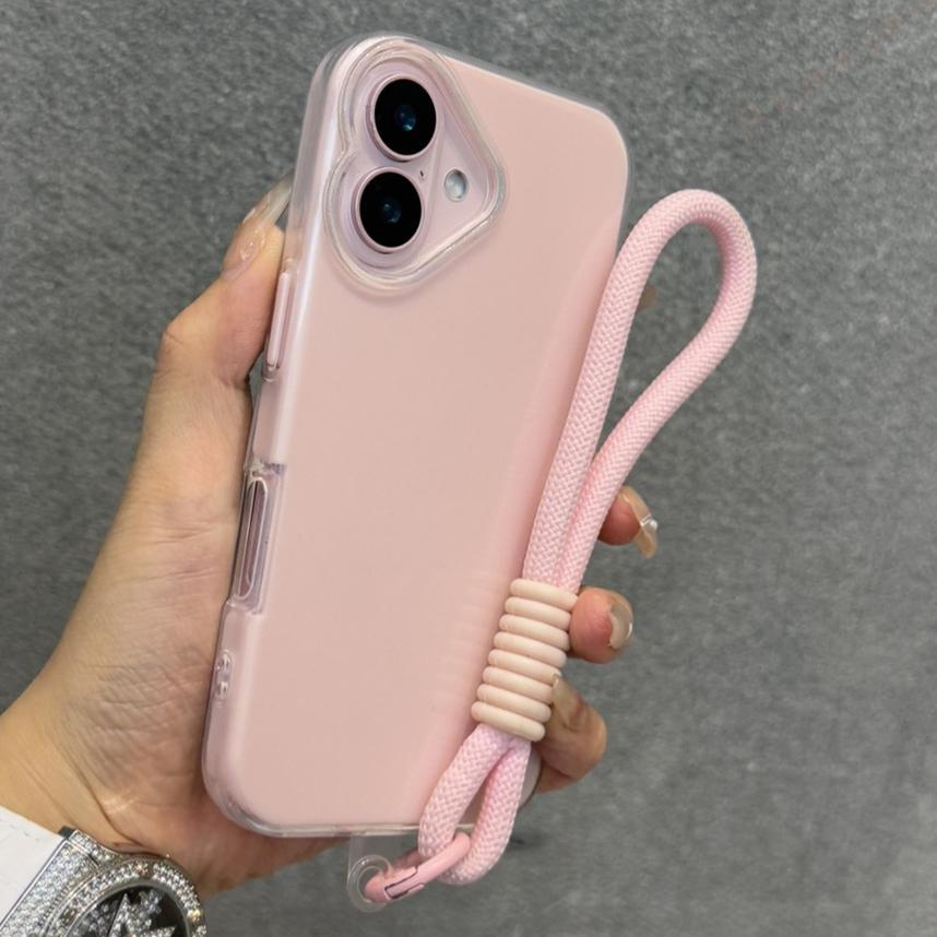 Силиконовый чехол для телефона с ремешком на запястье для iPhone 16 15 14 13 12 11 Pro Max Plus Милый прозрачный защитный чехол со шнурком Противоударная крышка
