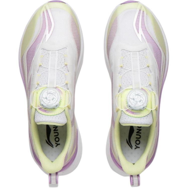Li Ning Детские Chifeng V2 Удобные Универсальные Амортизирующие Прочные Отскок Низкий Верх Кроссовки для Бега Детские кроссовки Фиолетовый Зеленый YKFV094-2