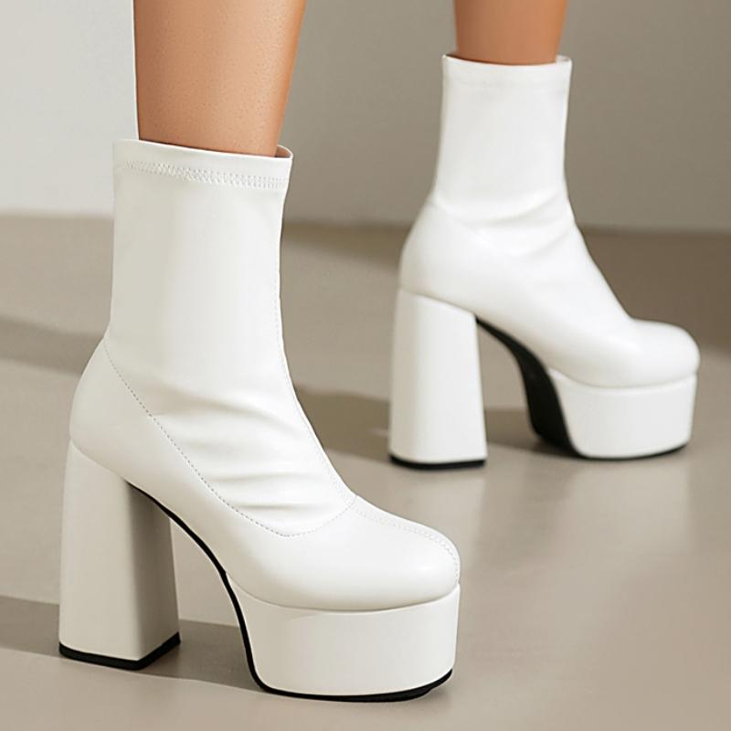 Платформенные ботильоны для женщин черные золотые серебристые короткие ботинки на высоком каблуке на молнии для вечеринок танцев женские большого размера 45 новые 2025 зима