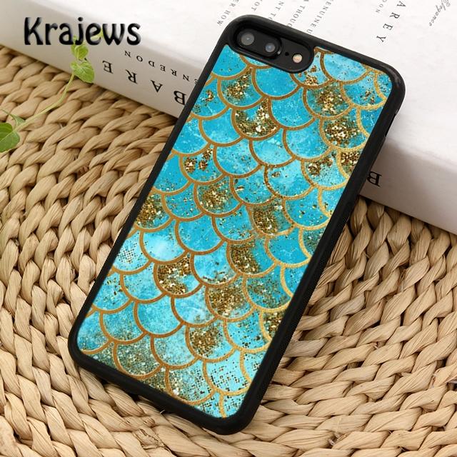 Чехол для телефона Krajews Watercolor Faux Glitter Mermaid Scales для iPhone 14 5s 6s 7 8 plus X XR XS 11 12 13 pro max Samsung S21 S22