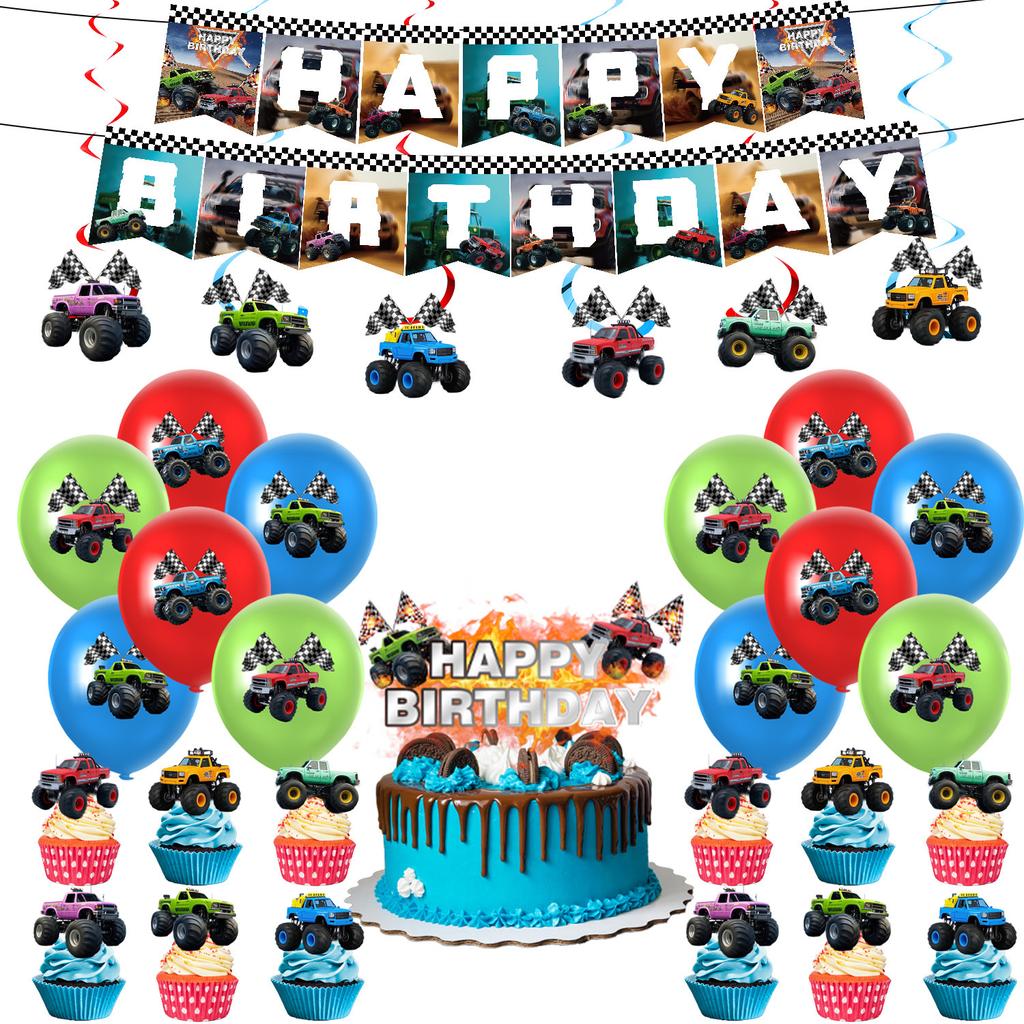 Custom Monster Truck Off-Road Theme Party Supplies Party Decorations Banner Tableware Tablecloth Tissue Birthday Arrangement