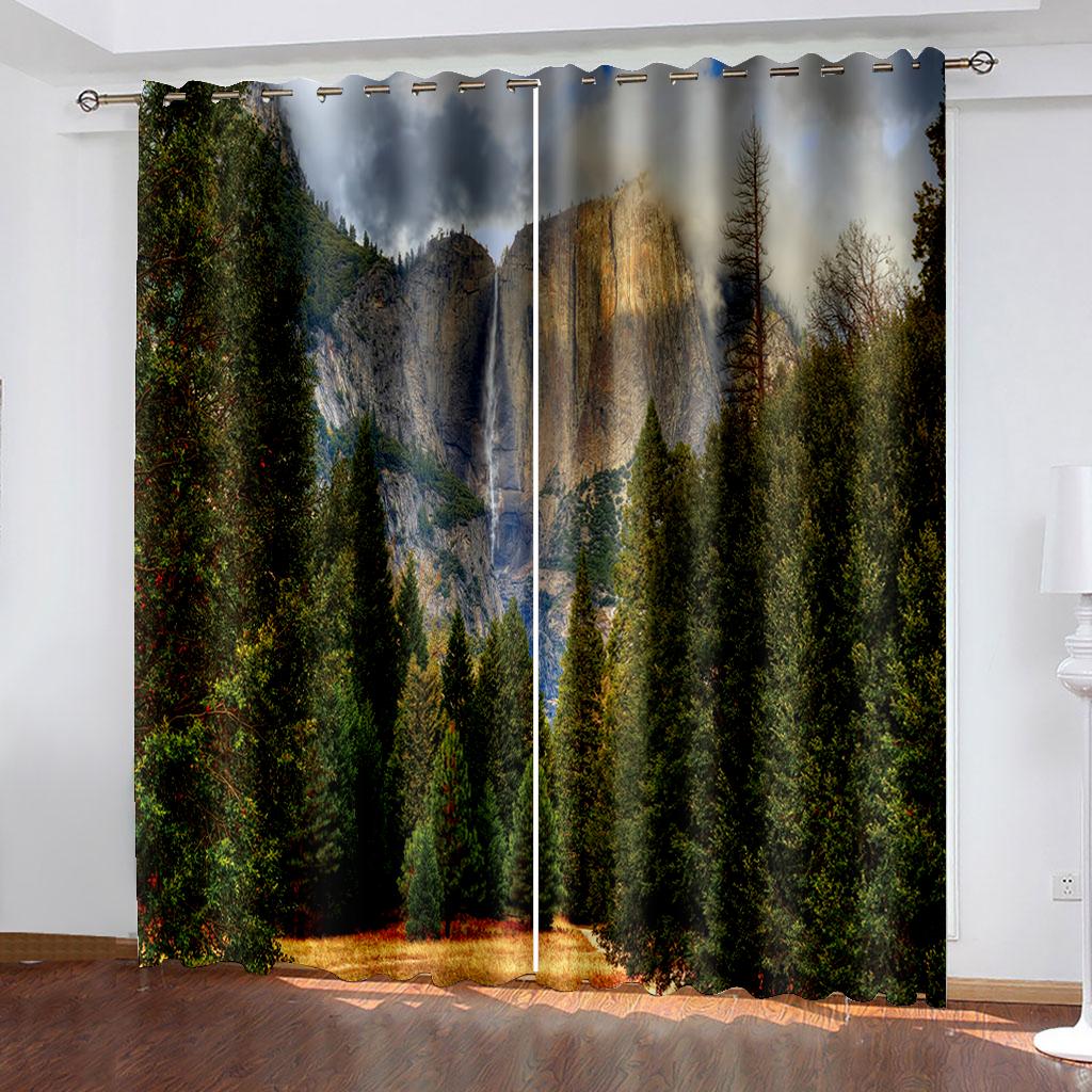 Весенние зеленые лесные шторы серии люкс солнцезащитные 2 шт. для гостиной спальни украшения дома крючки дыроколы