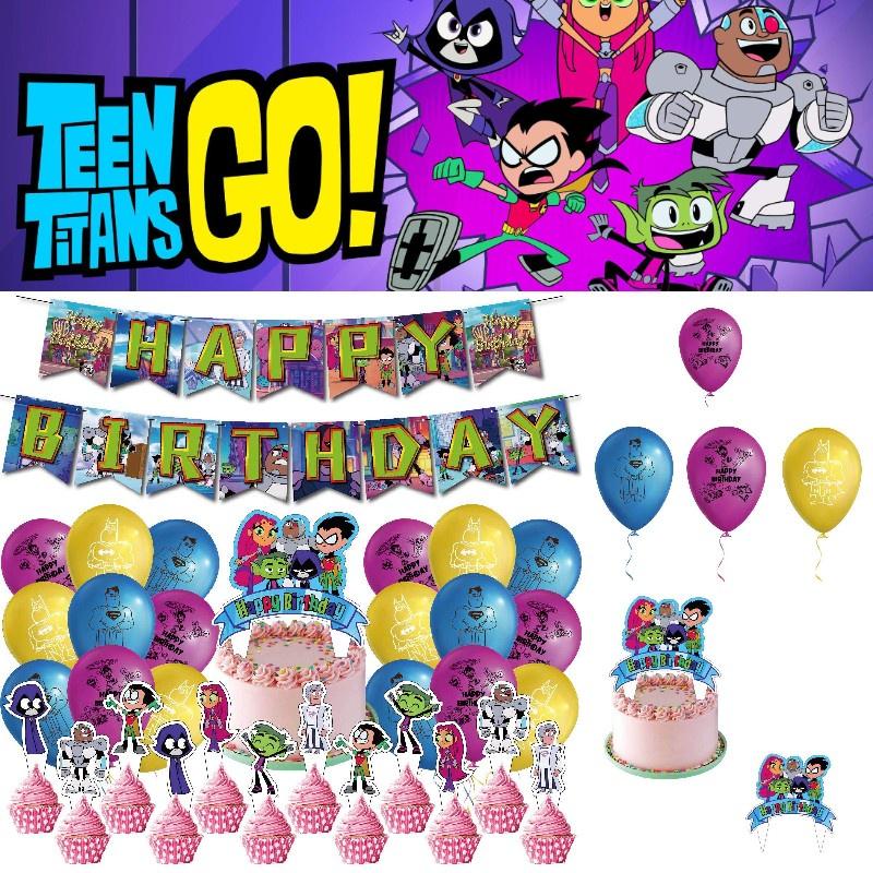 Colorful Teen Titans Go Party Decor Set Safe Eco-friendly Materials High-quality Paper 32pcs