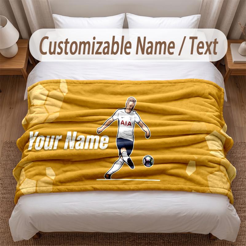 Harry Kane Printed Flannel Blanket Custom Name Text Soft Warm Throw For Bedroom Holiday Gift