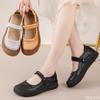 Fashion Ladies Mary Jane Shoes Womens Genuine Leather Comfort Flats Hollow Fashion Hook Loop Lightweight Soft Shoes Woman Strap Moccasin