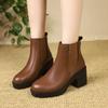 Fashion 2024 Outdoor Ladies Shoes Modern Women's Boots Concise Ankle Boots Women Round Toe Slip On Square Heel Plus Size Shoes Women
