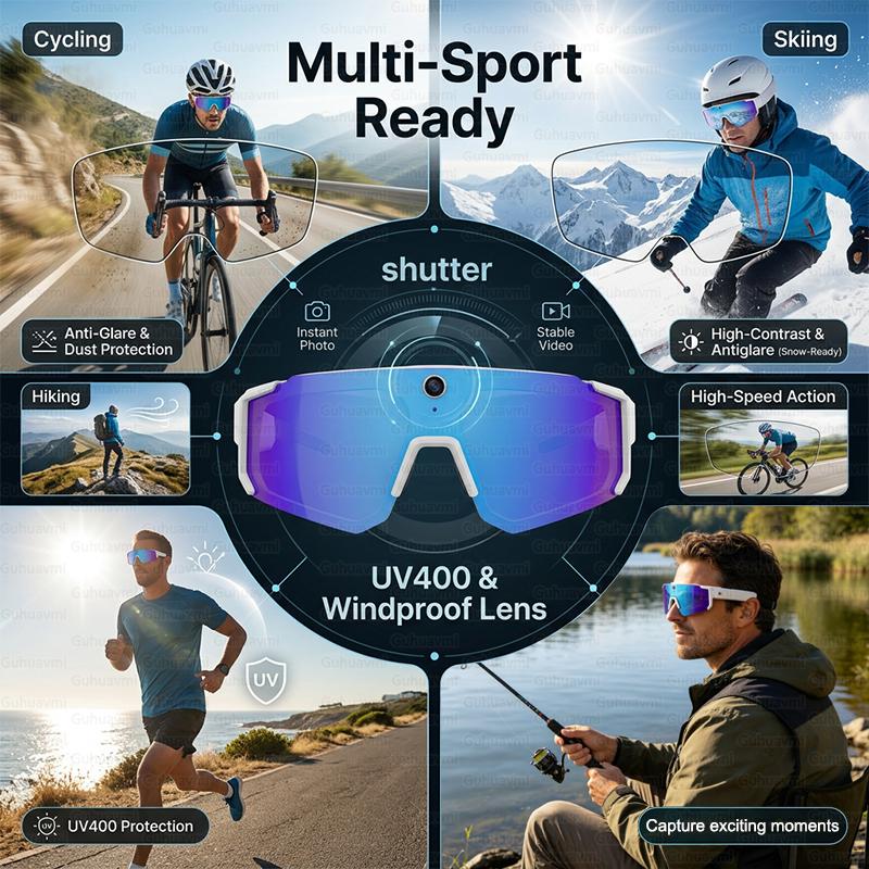 Мужские умные спортивные очки с HD-камерой 32 Мп, Bluetooth-звонки, 360° звук, солнцезащитные очки для велоспорта, ИИ-помощник, стабилизация изображения, новые
